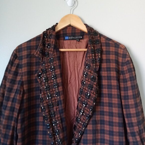 Vintage 1980s IB DIFFUSION Brown Design Jacket / Blazer with Sequins - Picture 2 of 7